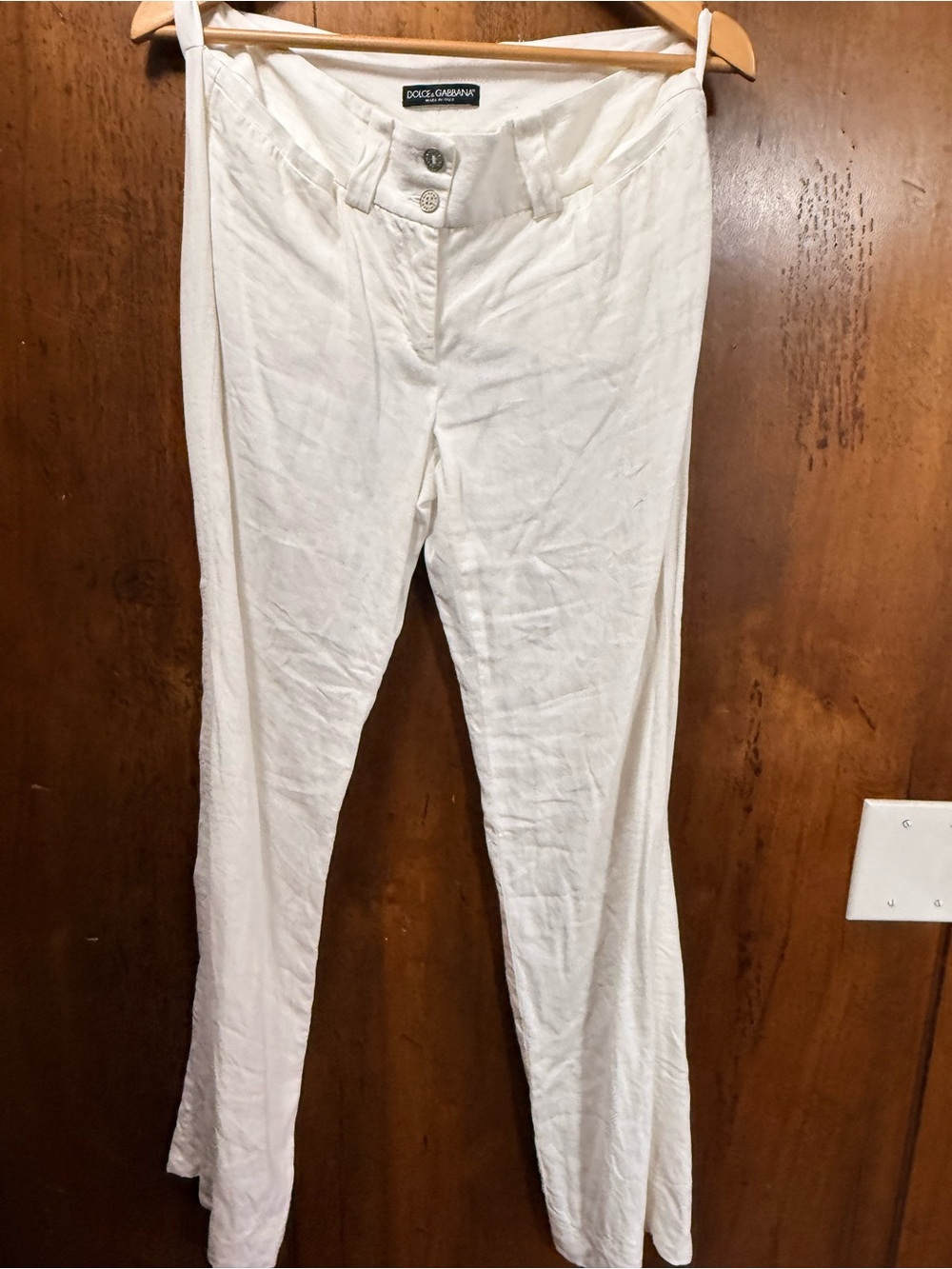 Dolce & Gabbana White Linen Women's Trousers